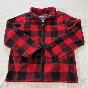 Oshkosh Bgosh Boys Button Down Red Black plaid Flannel Shirt Size 7
